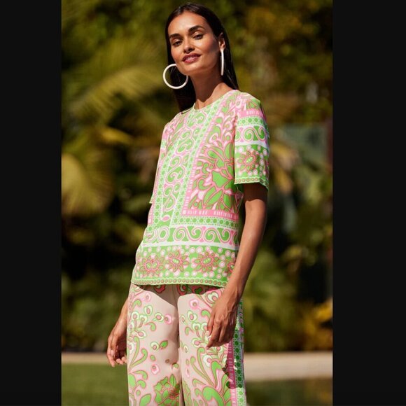 Trina Turk Riggs Short-Sleeve Top - Petra Floral S NWT - Picture 4 of 9